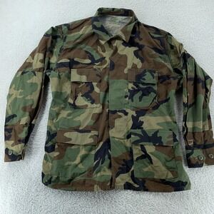 Vintage US Army Jacket Mens Large Woodland Camo BDU Ripstop‎ Combat Shirt 90s